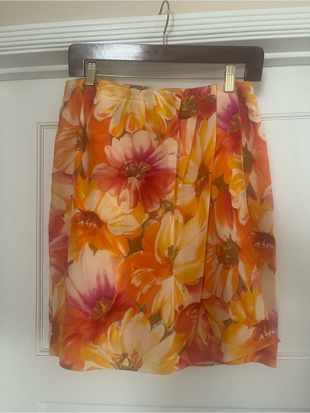 Liz Claiborne Orange & Pink Floral Pleated Mini Skirt